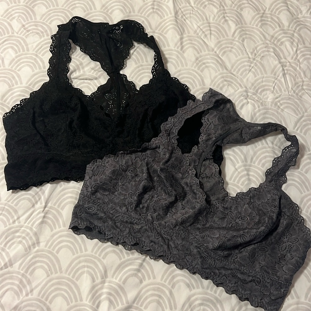 💝2 lace bralettes - black and grey
